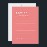 Citrus Minimalist Pink Wedding Advice Card<br><div class="desc">Introducing our Citrus Minimalist Pink Wedding Advice Card Design, where simplicity meets sophistication in a palette of bright citrus hues. With solid backgrounds in pink, orange, yellow, or green, and clean typographic fonts, this theme exudes contemporary elegance with a touch of retro charm. Designed to complement our Citrus Watercolor theme,...</div>