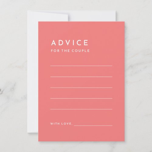 Citrus Minimalist Pink Wedding Advice Card