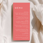 Citrus Minimalist Pink Wedding Flat Menu<br><div class="desc">Introducing our Citrus Minimalist Pink Wedding Flat Menu Design, where simplicity meets sophistication in a palette of bright citrus hues. With solid backgrounds in pink, orange, yellow, or green, and clean typographic fonts, this theme exudes contemporary elegance with a touch of retro charm. Designed to complement our Citrus Watercolor theme,...</div>