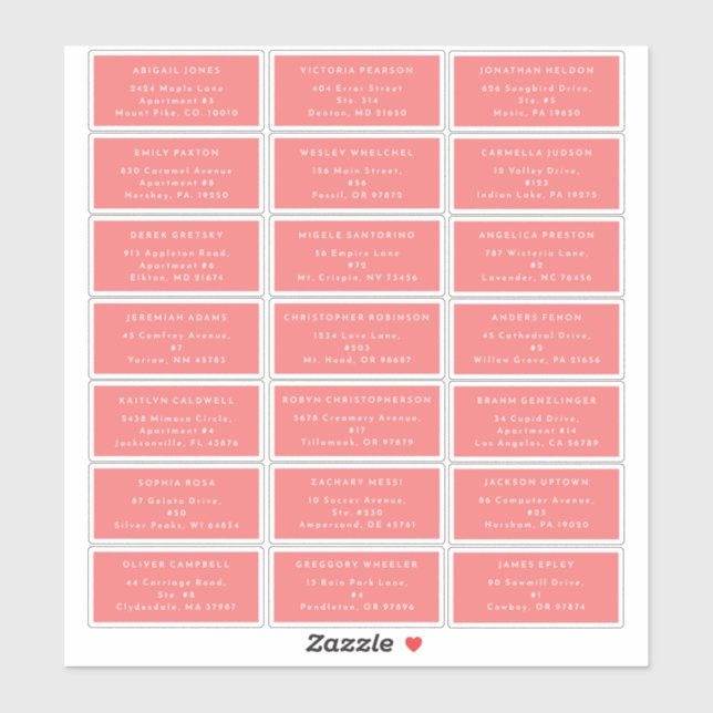 Citrus Minimalist Pink Wedding Guest Address Sticker (Sheet)
