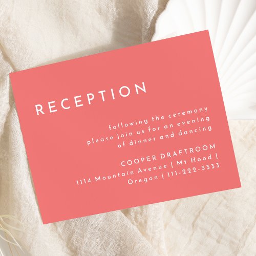 Citrus Minimalist Pink Wedding Reception Enclosure Card