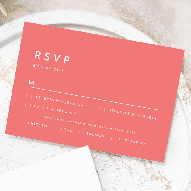 Citrus Minimalist Pink Wedding RSVP Response Card (Creator Uploaded)