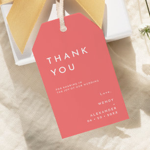 Citrus Minimalist Pink Wedding Thank You Gift Tags