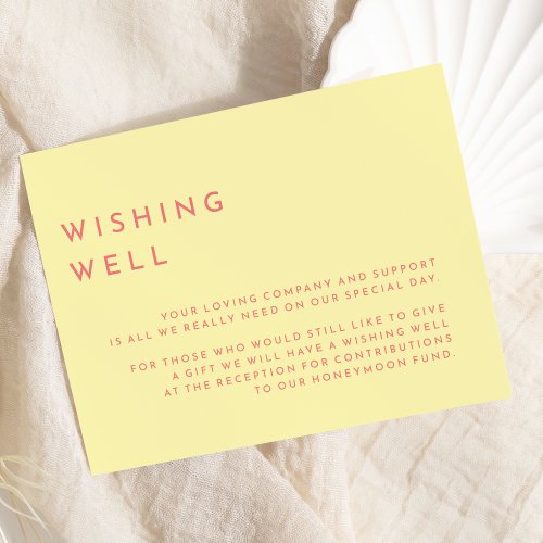 Citrus Minimalist Yellow Wedding Wishing Well Enclosure Card