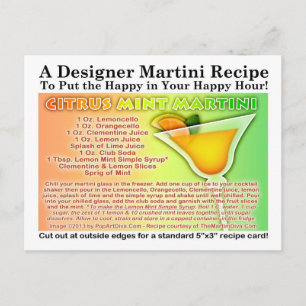 Citrus Mint Martini Recipe Postcard
