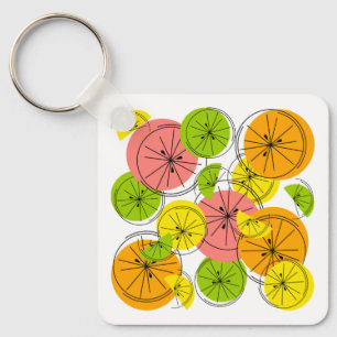 Citrus monogram back aluminium square double-sided keychain