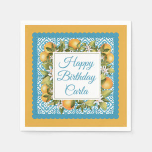 Citrus & Moroccan Blue Custom Party  Napkins