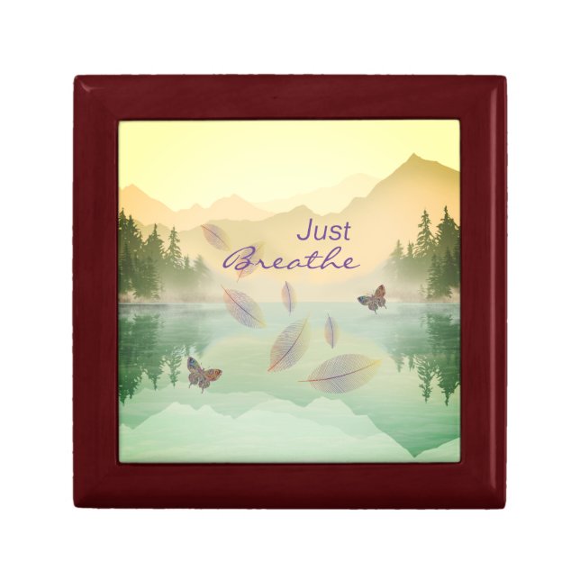 Citrus Mountain Lake Reflection Just Breathe  Gift Box (Front)