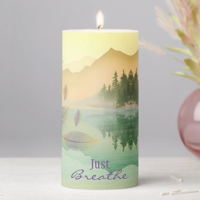 Citrus Mountain Reflection JUST BREATHE Pillar Candle (In Situ)