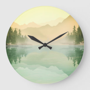 Citrus Mountains Forest Landscape Large Clock