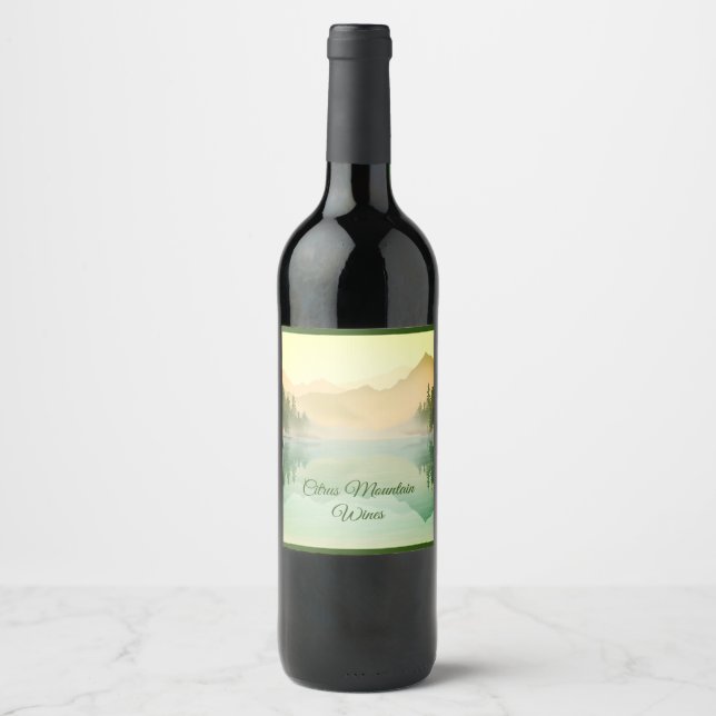 Citrus Mountains Forest Landscape  Wine Label (Front)
