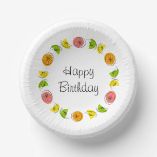 Citrus Multi Circle Happy Birthday Paper Bowls