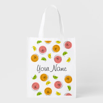 Citrus Multi Name Grocery Bag by QuirkyChic at Zazzle