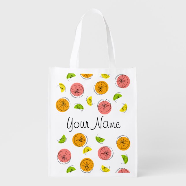 Citrus Multi Name Grocery Bag (Front)
