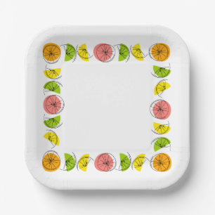 Citrus Multi Square  Paper Plates
