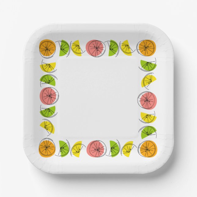 Citrus Multi Square  Paper Plates (Front)