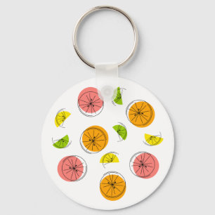 Citrus Multi text back aluminum circle  Keychain