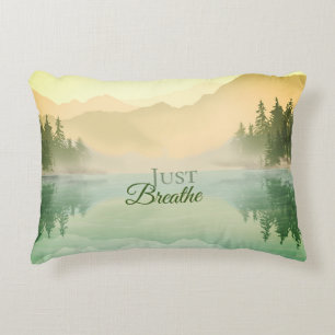 Citrus N Green Mountains Forest Landscape Accent Pillow