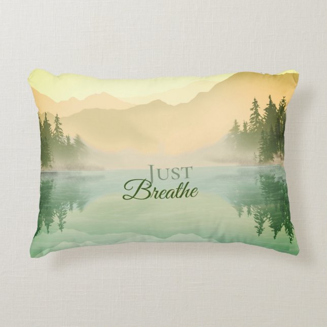Citrus N Green Mountains Forest Landscape  Accent Pillow (Front)