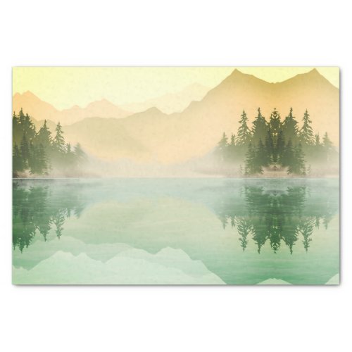 Citrus N Green Mountains Forest Landscape  Tissue Paper