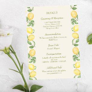 Citrus Olive Mediterranean Botanical Wedding Enclosure Card