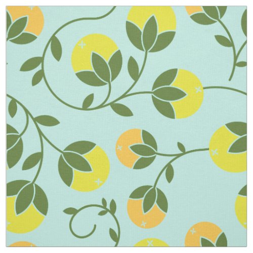 Citrus on Aqua Cloves Pattern Fabric