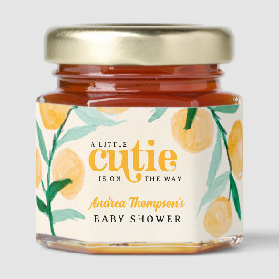 Citrus Orange A little Cutie Retro Baby Shower Honey Jar Favors