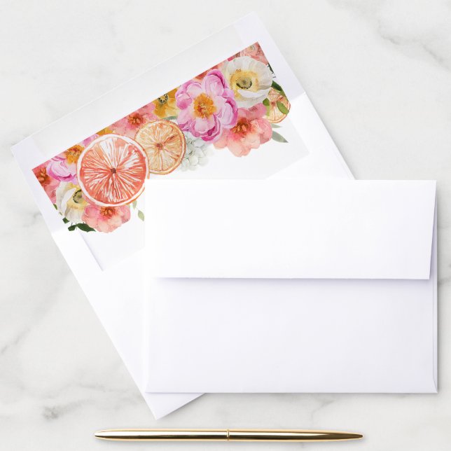 Citrus Orange and Bright Flowers Envelope Liner (Desk)