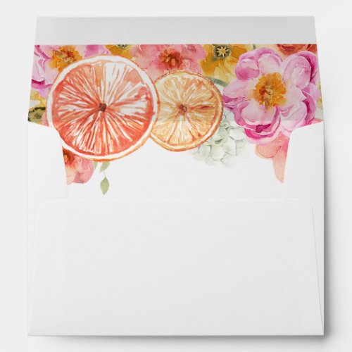 Citrus Orange and Bright Flowers Lined envelope