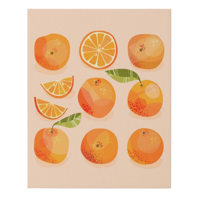 Citrus Orange Art Faux Canvas Print (Front)