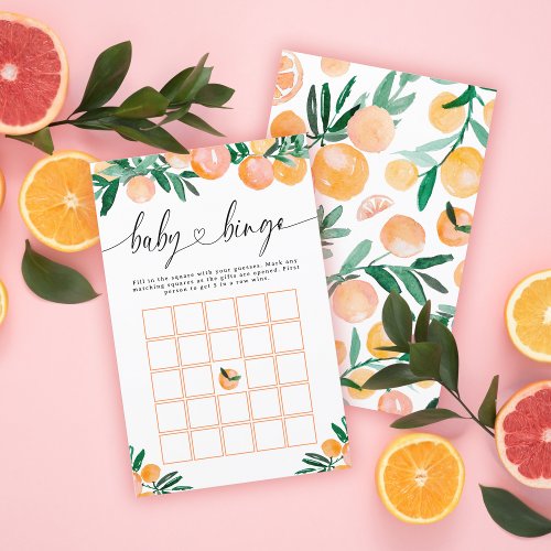 Citrus Orange Baby Bingo Shower Game