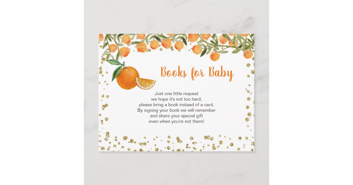 Citrus Orange Baby Books insert card | Zazzle