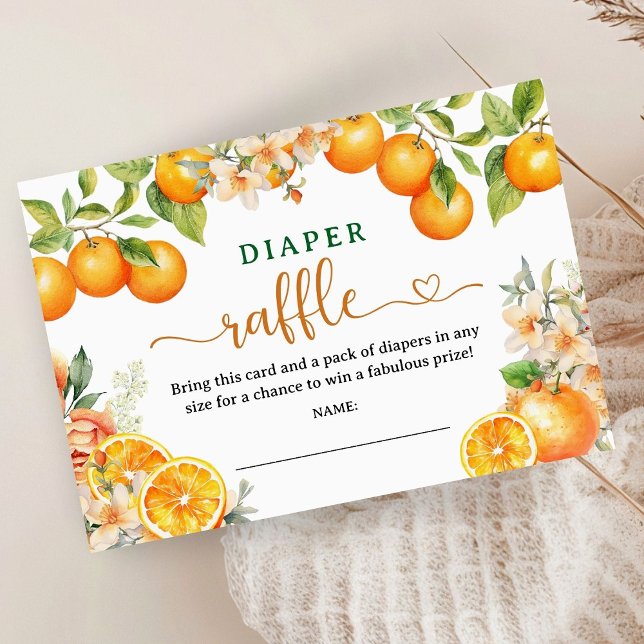 Citrus Orange Baby Shower Diaper Raffle Enclosure Card (Creator Uploaded)