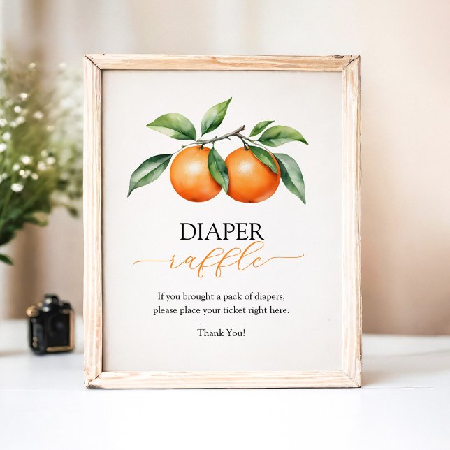 Citrus Orange Baby Shower Diaper Raffle Game Poster (Creator Uploaded)
