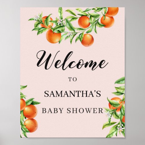 Citrus orange baby shower welcome sign 8x10