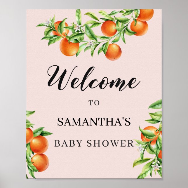 Citrus orange baby shower welcome sign 8x10 (Front)