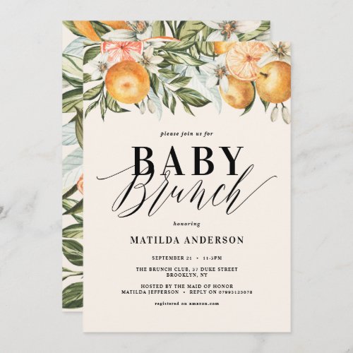 Citrus orange  blossom baby brunch party