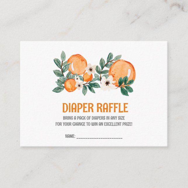 Citrus Orange Blossom, Baby Shower Diaper Raffle Enclosure Card (Front)