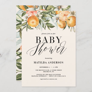Citrus, orange + blossom baby shower party