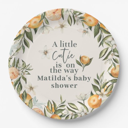 Citrus orange  blossom baby shower party decor p paper plates