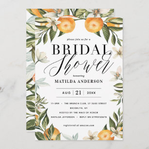 Citrus, orange + blossom bridal shower party