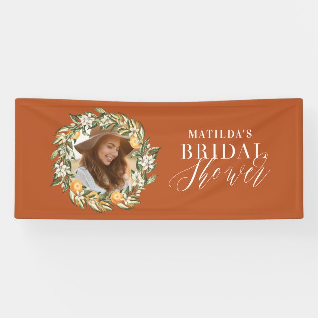 Citrus, orange + blossom bridal shower party chic banner (Horizontal)
