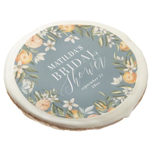 Citrus orange  blossom bridal shower party decor sugar cookie