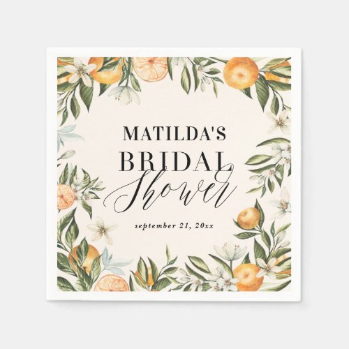 Citrus orange  blossom bridal shower party napki napkins