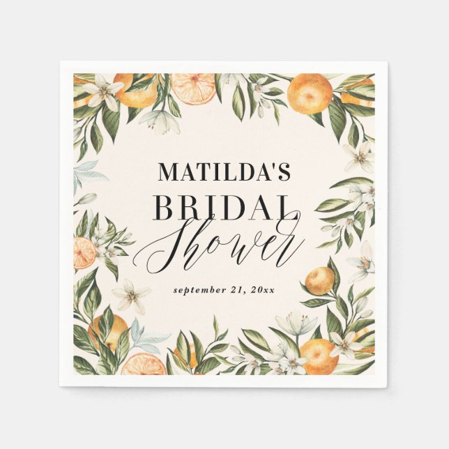 Citrus, orange + blossom bridal shower party napki napkins (Front)