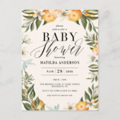 Citrus orange blossom virtual baby shower party invitation postcard (Front)