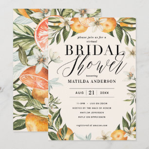 Citrus orange blossom virtual bridal shower party