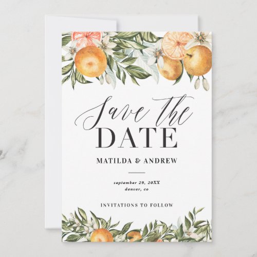 Citrus orange  blossom wedding save the date