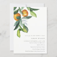 Citrus Orange Botanical Boho Baby Shower Invite