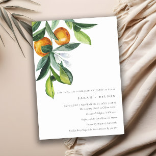 Citrus Orange Botanical Boho Engagement Invite